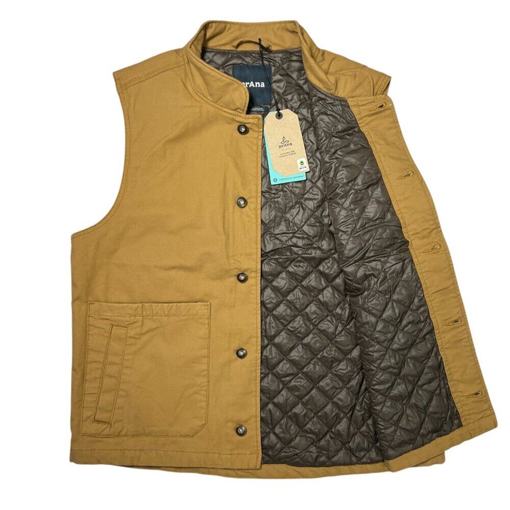 Prana Trembly Vest SIZE L Brown Stretch Canvas Outdoor Utility Layer